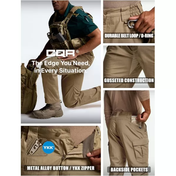 CQR Mens Tactical Pants Water Resistant Ripstop Cargo Pants Lightweight EDC Work Hiking Pants Outdoor ApparelRaider Mag Pocket Cougar