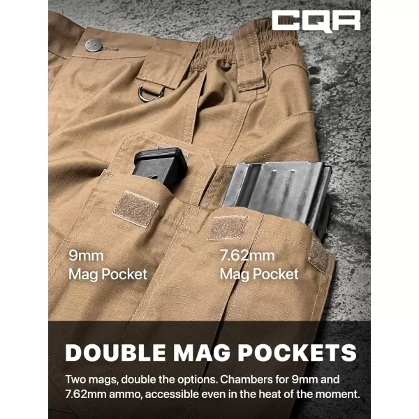 CQR Mens Tactical Pants Water Resistant Ripstop Cargo Pants Lightweight EDC Work Hiking Pants Outdoor ApparelRaider Mag Pocket Cougar