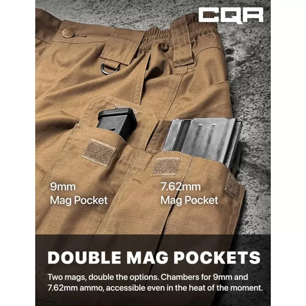 CQR Mens Tactical Pants Water Resistant Ripstop Cargo Pants Lightweight EDC Work Hiking Pants Outdoor ApparelRaider Mag Pocket Coyote