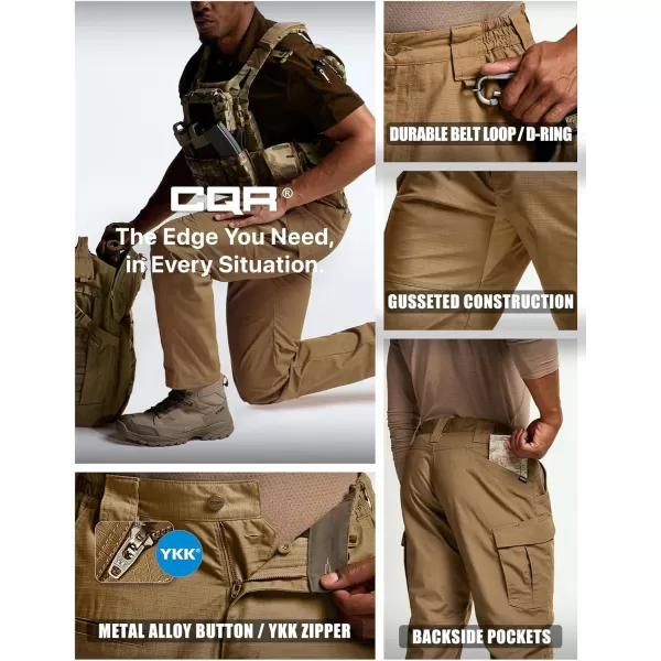 CQR Mens Tactical Pants Water Resistant Ripstop Cargo Pants Lightweight EDC Work Hiking Pants Outdoor ApparelRaider Mag Pocket Coyote