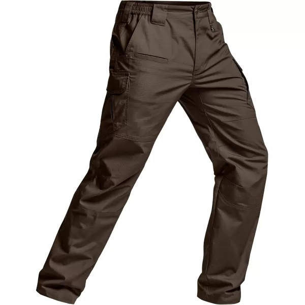 CQR Mens Tactical Pants Water Resistant Ripstop Cargo Pants Lightweight EDC Work Hiking Pants Outdoor ApparelRaider Mag Pocket Dark Brown