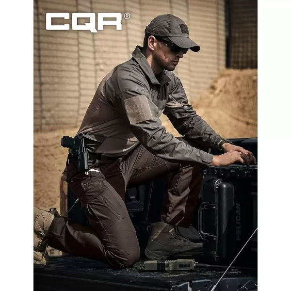 CQR Mens Tactical Pants Water Resistant Ripstop Cargo Pants Lightweight EDC Work Hiking Pants Outdoor ApparelRaider Mag Pocket Dark Brown