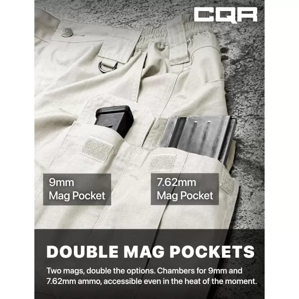 CQR Mens Tactical Pants Water Resistant Ripstop Cargo Pants Lightweight EDC Work Hiking Pants Outdoor ApparelRaider Mag Pocket Frosted White