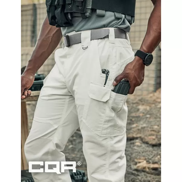 CQR Mens Tactical Pants Water Resistant Ripstop Cargo Pants Lightweight EDC Work Hiking Pants Outdoor ApparelRaider Mag Pocket Frosted White