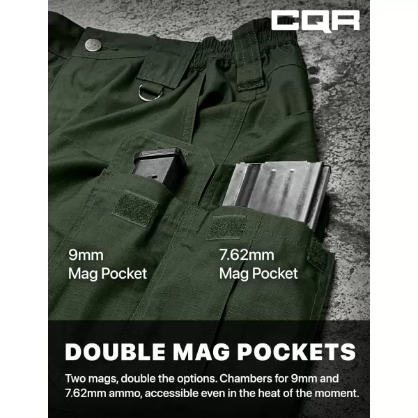 CQR Mens Tactical Pants Water Resistant Ripstop Cargo Pants Lightweight EDC Work Hiking Pants Outdoor ApparelRaider Mag Pocket Green Kelp