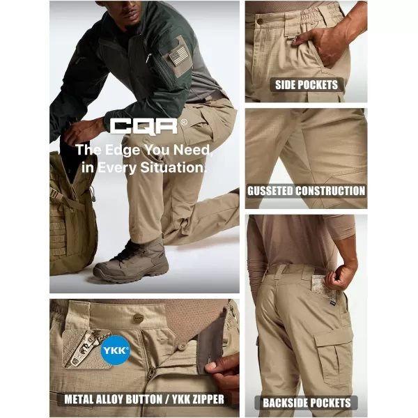 CQR Mens Tactical Pants Water Resistant Ripstop Cargo Pants Lightweight EDC Work Hiking Pants Outdoor ApparelRaider Mag Pocket Khaki