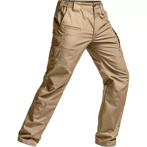 CQR Mens Tactical Pants Water Resistant Ripstop Cargo Pants Lightweight EDC Work Hiking Pants Outdoor ApparelRaider Mag Pocket Khaki