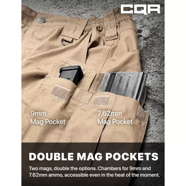 CQR Mens Tactical Pants Water Resistant Ripstop Cargo Pants Lightweight EDC Work Hiking Pants Outdoor ApparelRaider Mag Pocket Khaki