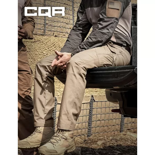 CQR Mens Tactical Pants Water Resistant Ripstop Cargo Pants Lightweight EDC Work Hiking Pants Outdoor ApparelRaider Mag Pocket Khaki