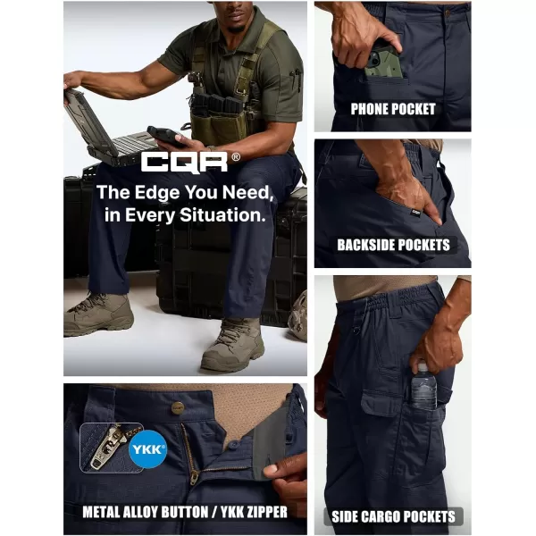 CQR Mens Tactical Pants Water Resistant Ripstop Cargo Pants Lightweight EDC Work Hiking Pants Outdoor ApparelRaider Mag Pocket Police Navy