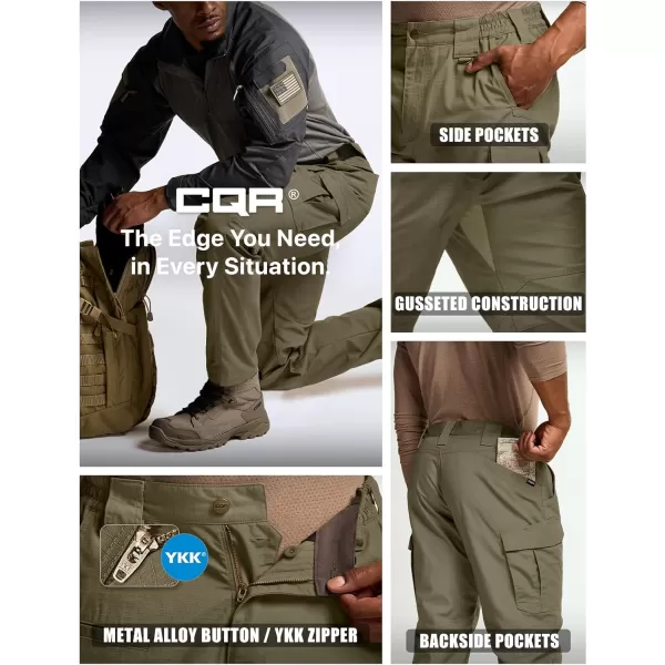 CQR Mens Tactical Pants Water Resistant Ripstop Cargo Pants Lightweight EDC Work Hiking Pants Outdoor ApparelRaider Mag Pocket Soil Green