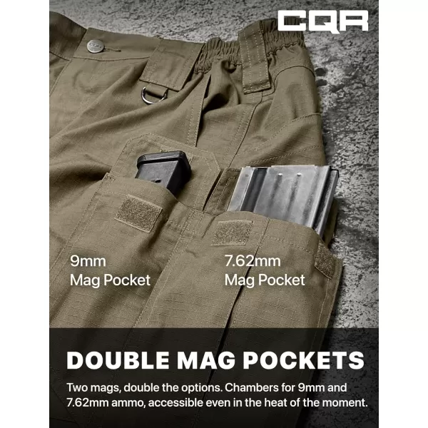 CQR Mens Tactical Pants Water Resistant Ripstop Cargo Pants Lightweight EDC Work Hiking Pants Outdoor ApparelRaider Mag Pocket Soil Green