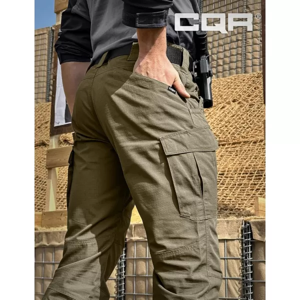 CQR Mens Tactical Pants Water Resistant Ripstop Cargo Pants Lightweight EDC Work Hiking Pants Outdoor ApparelRaider Mag Pocket Soil Green