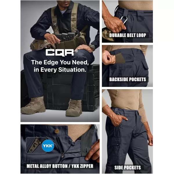 CQR Mens Tactical Pants Water Resistant Ripstop Cargo Pants Lightweight EDC Work Hiking Pants Outdoor ApparelRaider Police Navy