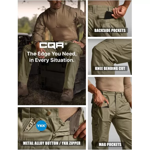 CQR Mens Tactical Pants Water Resistant Ripstop Cargo Pants Lightweight EDC Work Hiking Pants Outdoor ApparelRaider Soil Green