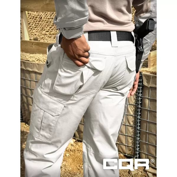 CQR Mens Tactical Pants Water Resistant Ripstop Cargo Pants Lightweight EDC Work Hiking Pants Outdoor ApparelRaider White