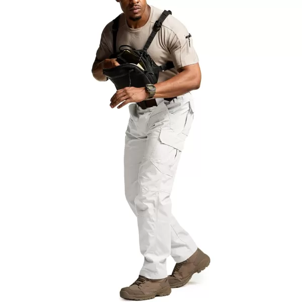 CQR Mens Tactical Pants Water Resistant Ripstop Cargo Pants Lightweight EDC Work Hiking Pants Outdoor ApparelRaider White