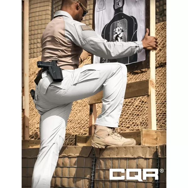 CQR Mens Tactical Pants Water Resistant Ripstop Cargo Pants Lightweight EDC Work Hiking Pants Outdoor ApparelRaider White