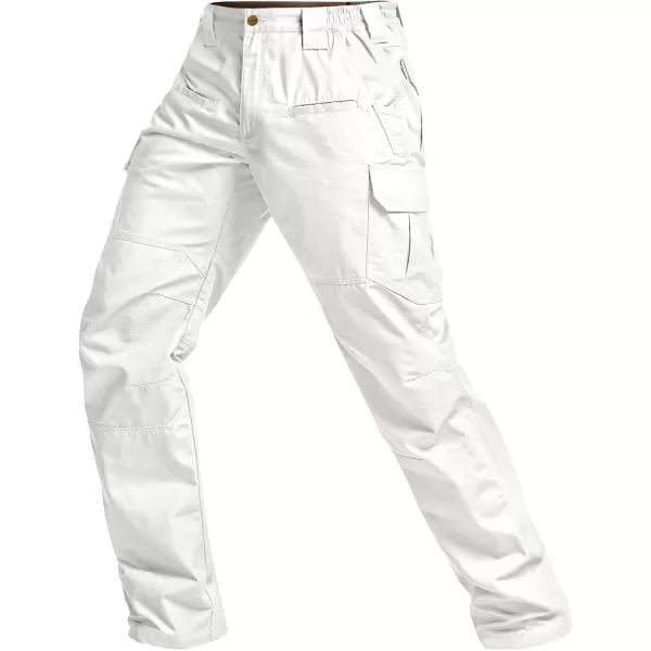 CQR Mens Tactical Pants Water Resistant Ripstop Cargo Pants Lightweight EDC Work Hiking Pants Outdoor ApparelRaider White