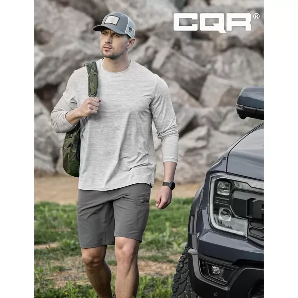 CQR Mens UPF50 Sun Protection Shirts Quick Dry Long Sleeve Rash Guard Athletic Running Workout Fishing Cooling ShirtsBasic Light Grey