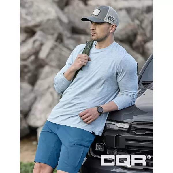 CQR Mens UPF50 Sun Protection Shirts Quick Dry Long Sleeve Rash Guard Athletic Running Workout Fishing Cooling ShirtsBasic Ocean