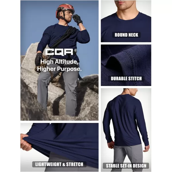 CQR Mens UPF50 Sun Protection Shirts Quick Dry Long Sleeve Rash Guard Athletic Running Workout Fishing Cooling ShirtsBasic Operator Navy