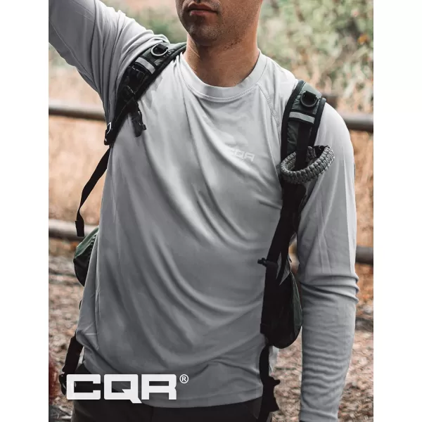 CQR Mens UPF50 Sun Protection Shirts Quick Dry Long Sleeve Rash Guard Athletic Running Workout Fishing Cooling ShirtsLong Sleeve Sun Shirt Light Grey