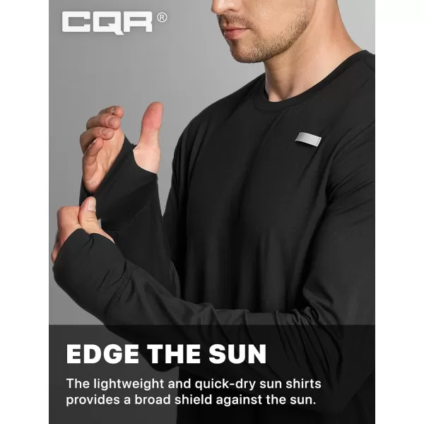 CQR Mens UPF50 Sun Protection Shirts Quick Dry Long Sleeve Rash Guard Athletic Running Workout Fishing Cooling ShirtsProtector Black