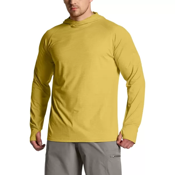 CQR Mens UPF50 Sun Protection Shirts Quick Dry Long Sleeve Rash Guard Athletic Running Workout Fishing Cooling ShirtsProtector Hoodie Desert Yellow