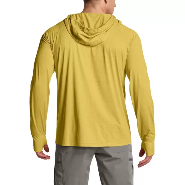 CQR Mens UPF50 Sun Protection Shirts Quick Dry Long Sleeve Rash Guard Athletic Running Workout Fishing Cooling ShirtsProtector Hoodie Desert Yellow