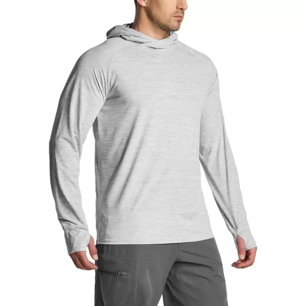 CQR Mens UPF50 Sun Protection Shirts Quick Dry Long Sleeve Rash Guard Athletic Running Workout Fishing Cooling ShirtsProtector Hoodie Light Grey