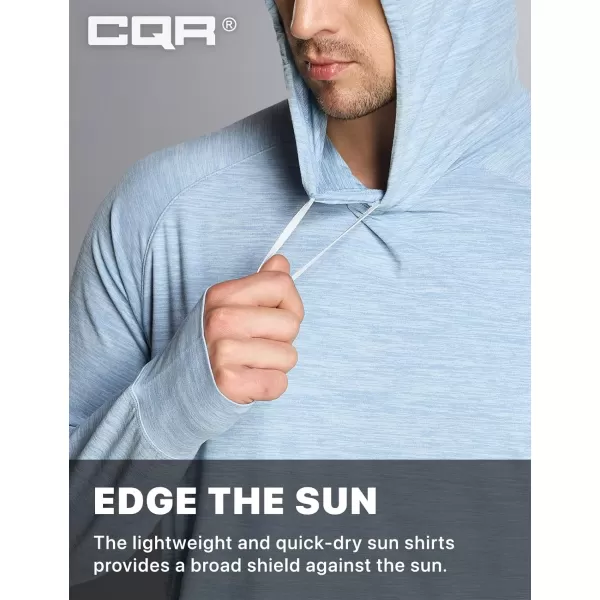 CQR Mens UPF50 Sun Protection Shirts Quick Dry Long Sleeve Rash Guard Athletic Running Workout Fishing Cooling ShirtsProtector Hoodie Ocean