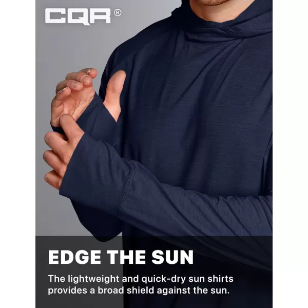 CQR Mens UPF50 Sun Protection Shirts Quick Dry Long Sleeve Rash Guard Athletic Running Workout Fishing Cooling ShirtsProtector Hoodie Operator Navy