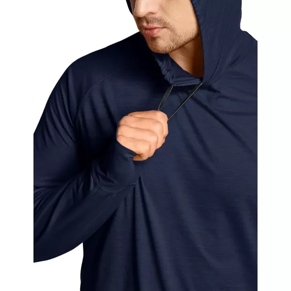 CQR Mens UPF50 Sun Protection Shirts Quick Dry Long Sleeve Rash Guard Athletic Running Workout Fishing Cooling ShirtsProtector Hoodie Operator Navy