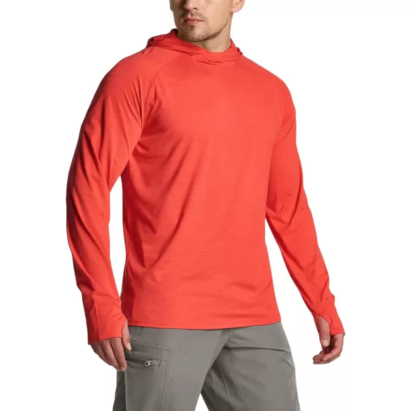 CQR Mens UPF50 Sun Protection Shirts Quick Dry Long Sleeve Rash Guard Athletic Running Workout Fishing Cooling ShirtsProtector Hoodie Rescure Orange