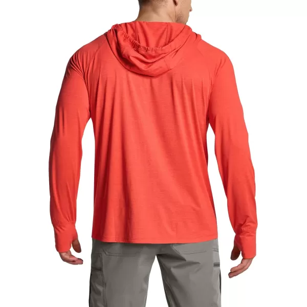 CQR Mens UPF50 Sun Protection Shirts Quick Dry Long Sleeve Rash Guard Athletic Running Workout Fishing Cooling ShirtsProtector Hoodie Rescure Orange