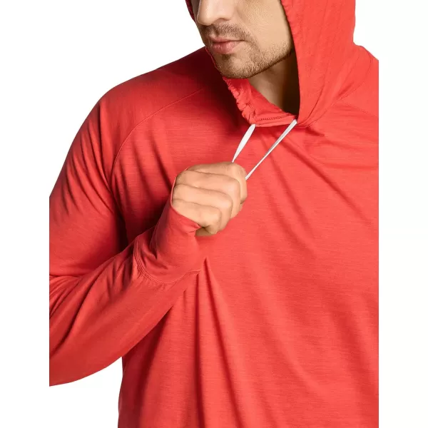 CQR Mens UPF50 Sun Protection Shirts Quick Dry Long Sleeve Rash Guard Athletic Running Workout Fishing Cooling ShirtsProtector Hoodie Rescure Orange