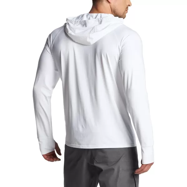 CQR Mens UPF50 Sun Protection Shirts Quick Dry Long Sleeve Rash Guard Athletic Running Workout Fishing Cooling ShirtsProtector Hoodie White