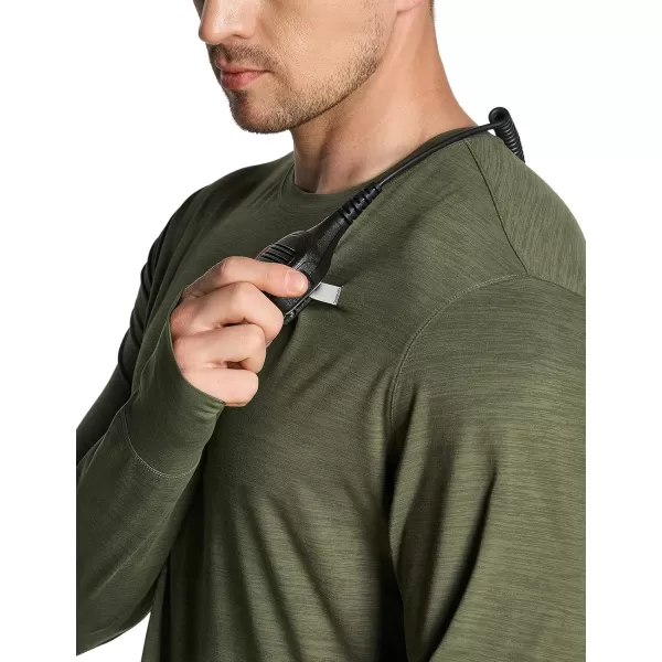 CQR Mens UPF50 Sun Protection Shirts Quick Dry Long Sleeve Rash Guard Athletic Running Workout Fishing Cooling ShirtsProtector Soil Green