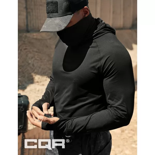 CQR Mens UPF50 Sun Protection Shirts Quick Dry Long Sleeve Rash Guard Athletic Running Workout Fishing Cooling ShirtsResponse Hoodie Black