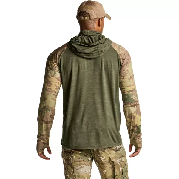 CQR Mens UPF50 Sun Protection Shirts Quick Dry Long Sleeve Rash Guard Athletic Running Workout Fishing Cooling ShirtsResponse Hoodie Soil Green  Utility Camo