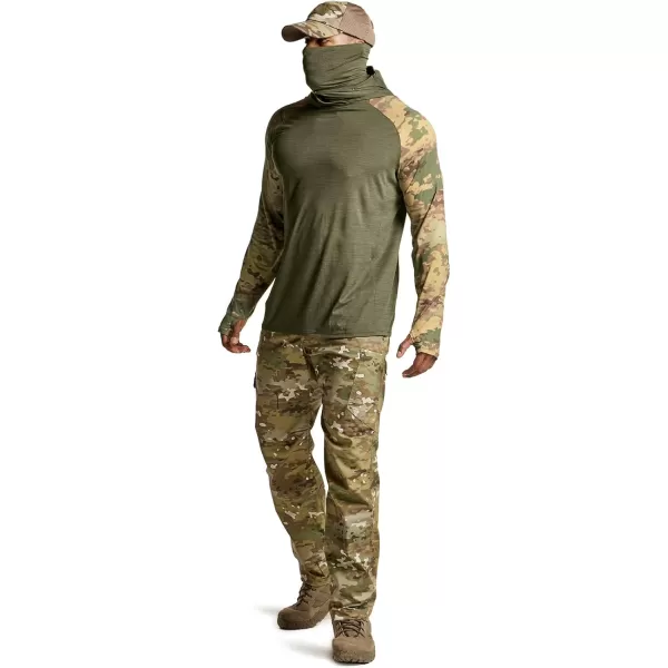 CQR Mens UPF50 Sun Protection Shirts Quick Dry Long Sleeve Rash Guard Athletic Running Workout Fishing Cooling ShirtsResponse Hoodie Soil Green  Utility Camo