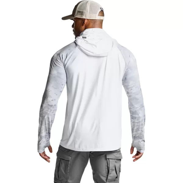 CQR Mens UPF50 Sun Protection Shirts Quick Dry Long Sleeve Rash Guard Athletic Running Workout Fishing Cooling ShirtsResponse Hoodie White  Arctic Camo