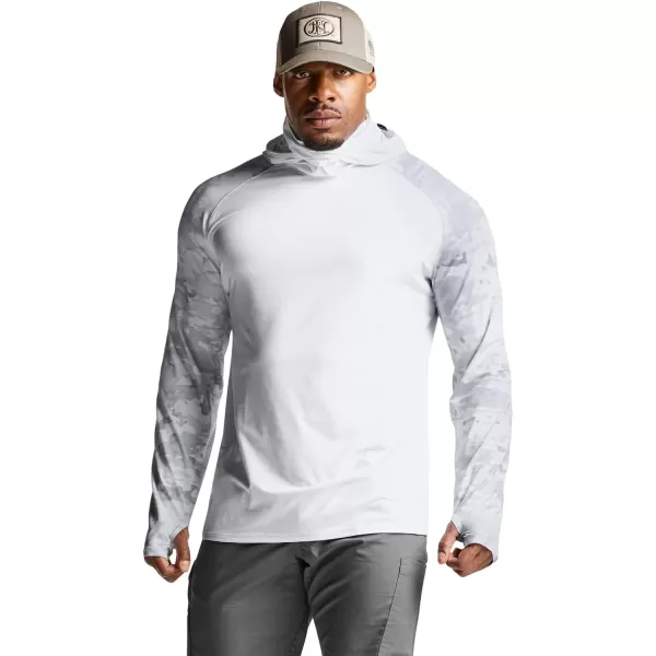 CQR Mens UPF50 Sun Protection Shirts Quick Dry Long Sleeve Rash Guard Athletic Running Workout Fishing Cooling ShirtsResponse Hoodie White  Arctic Camo