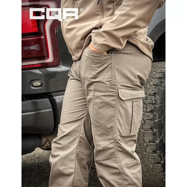 CQR Mens Utility Flex Cargo Pants ClassicFit Casual Stretch Work Pants Water Resistant Lightweight Tactical Hiking PantsCorsair Alamo Khaki