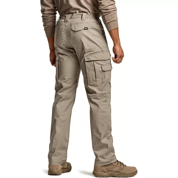 CQR Mens Utility Flex Cargo Pants ClassicFit Casual Stretch Work Pants Water Resistant Lightweight Tactical Hiking PantsCorsair Alamo Khaki