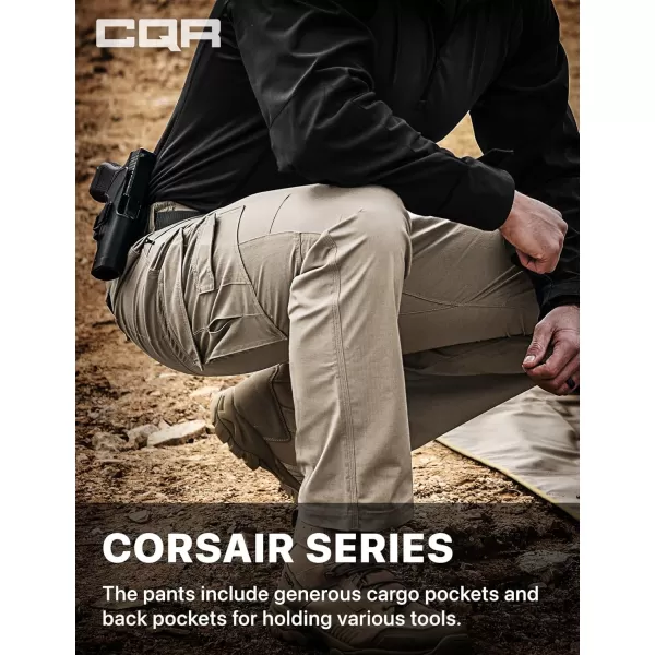 CQR Mens Utility Flex Cargo Pants ClassicFit Casual Stretch Work Pants Water Resistant Lightweight Tactical Hiking PantsCorsair Alamo Khaki