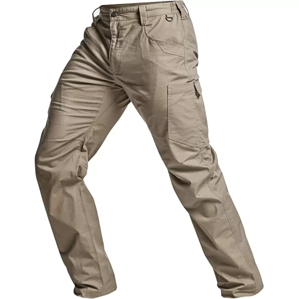 CQR Mens Utility Flex Cargo Pants ClassicFit Casual Stretch Work Pants Water Resistant Lightweight Tactical Hiking PantsCorsair Alamo Khaki