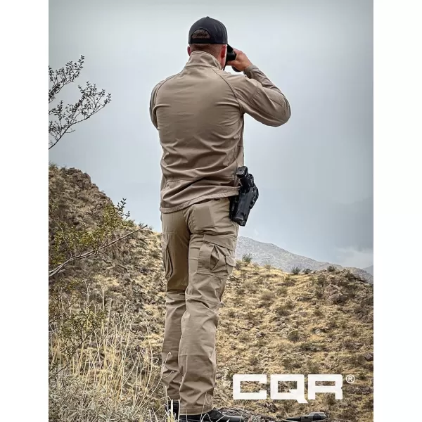 CQR Mens Utility Flex Cargo Pants ClassicFit Casual Stretch Work Pants Water Resistant Lightweight Tactical Hiking PantsCorsair Alamo Khaki