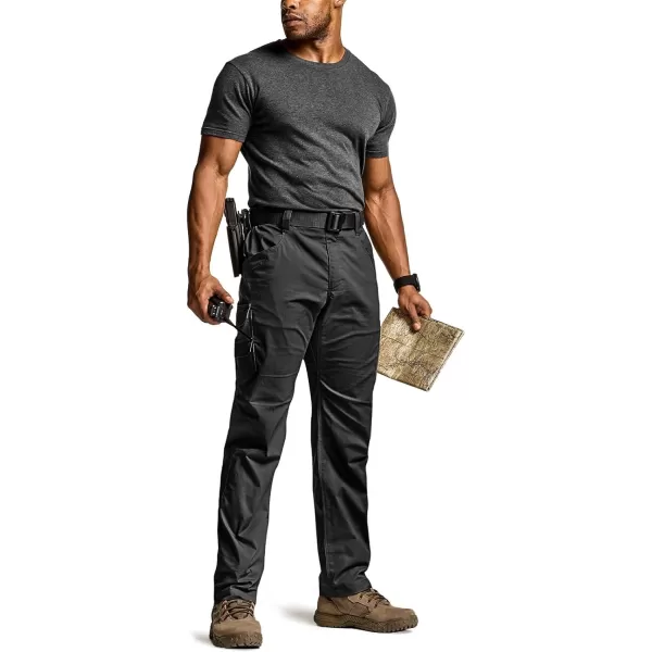 CQR Mens Utility Flex Cargo Pants ClassicFit Casual Stretch Work Pants Water Resistant Lightweight Tactical Hiking PantsCorsair Black